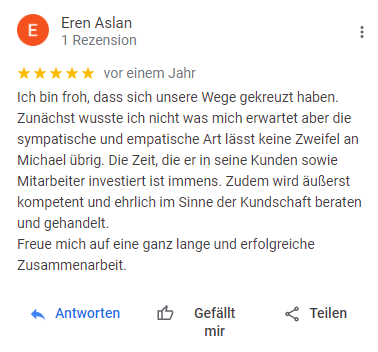 Google-Bewertung von Eren Aslan