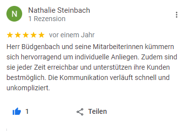 Google-Bewertung von Nathalie Steinbach