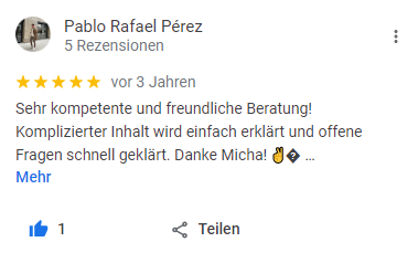 Google-Bewertung von Pablo Rafael Pérez